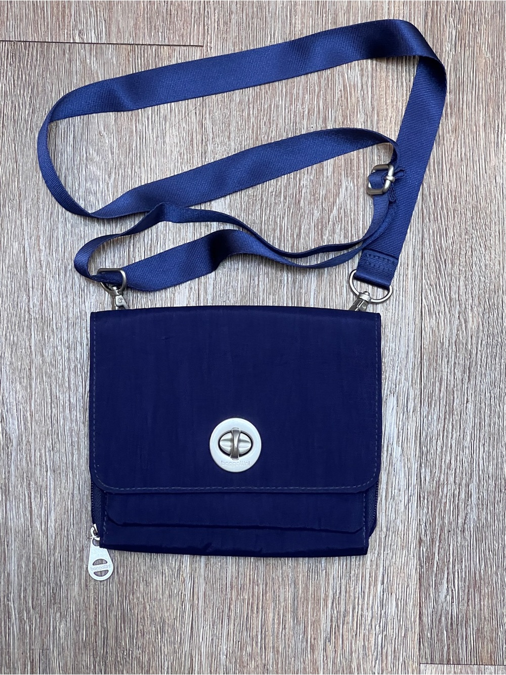 Baggallini Madrid Flap Crossbody Bag Navy RFID Protected Nylon